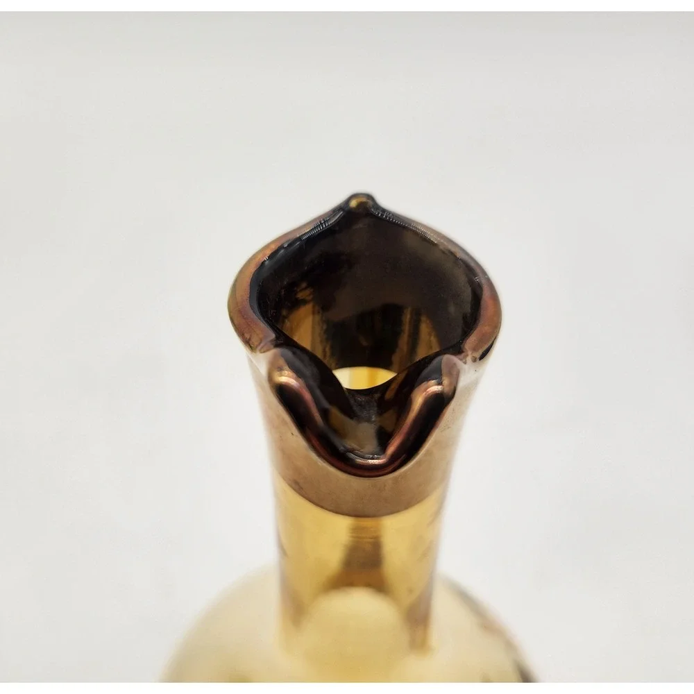 Vintage Moser MCM Limited Edition Amber Glass Decanter Gold Overlay Rose Floral‎